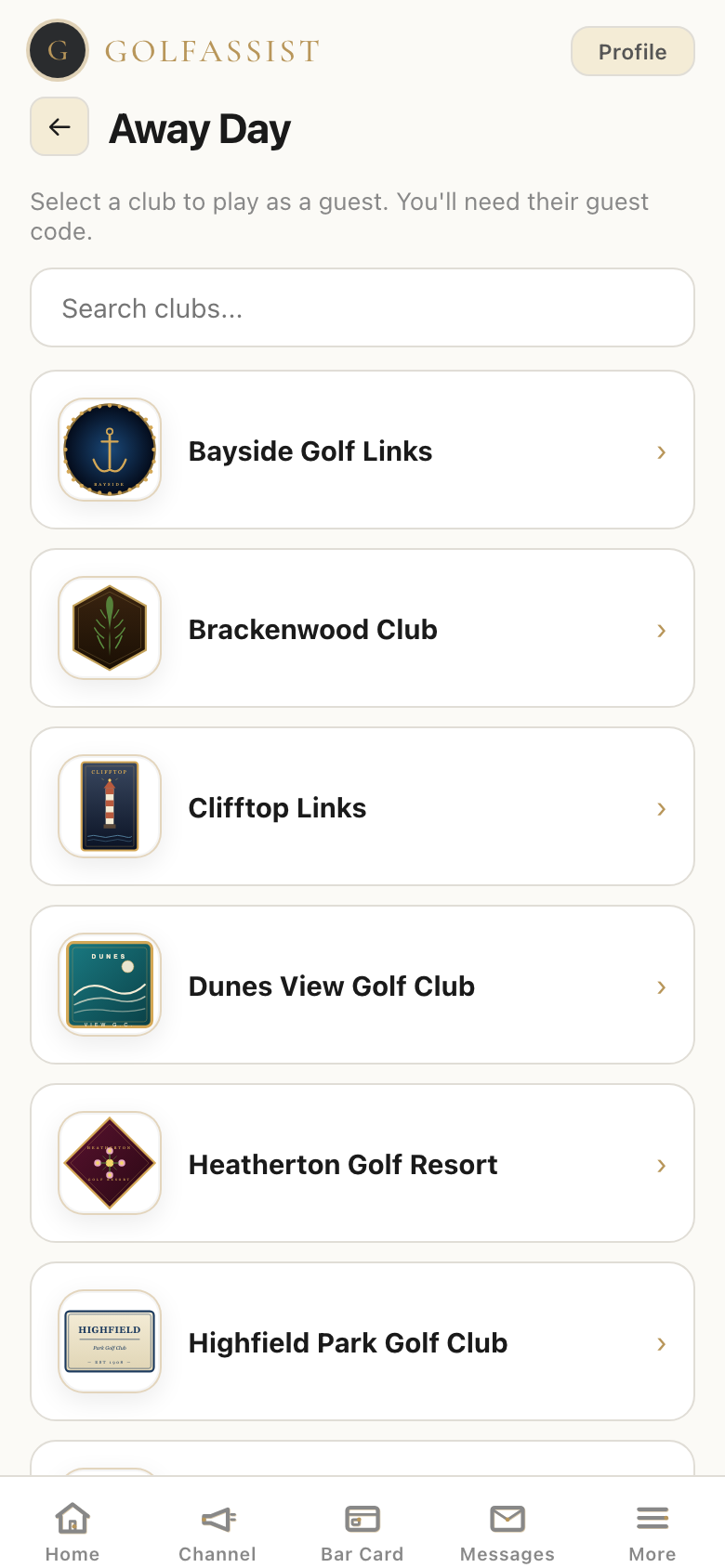 Play away at another club