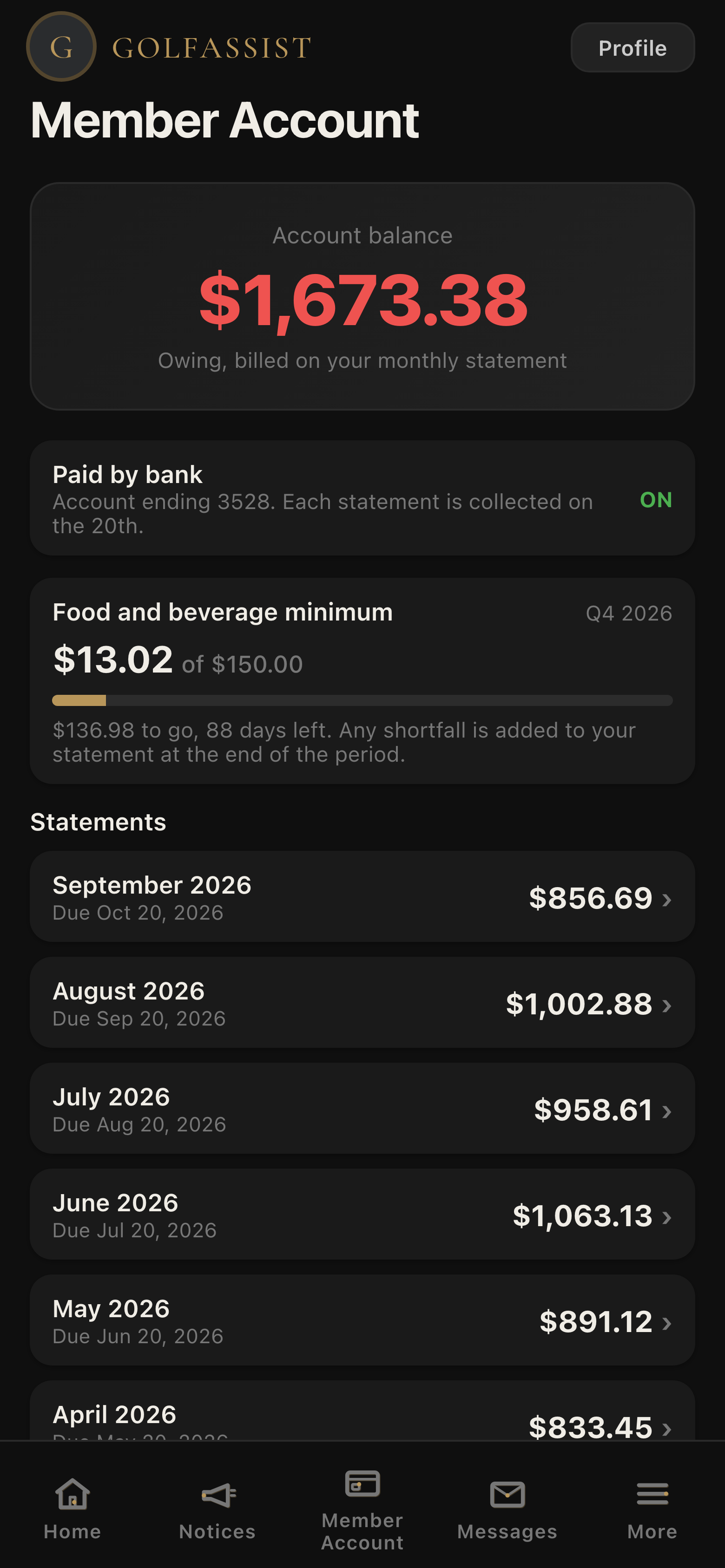 Bar card dark