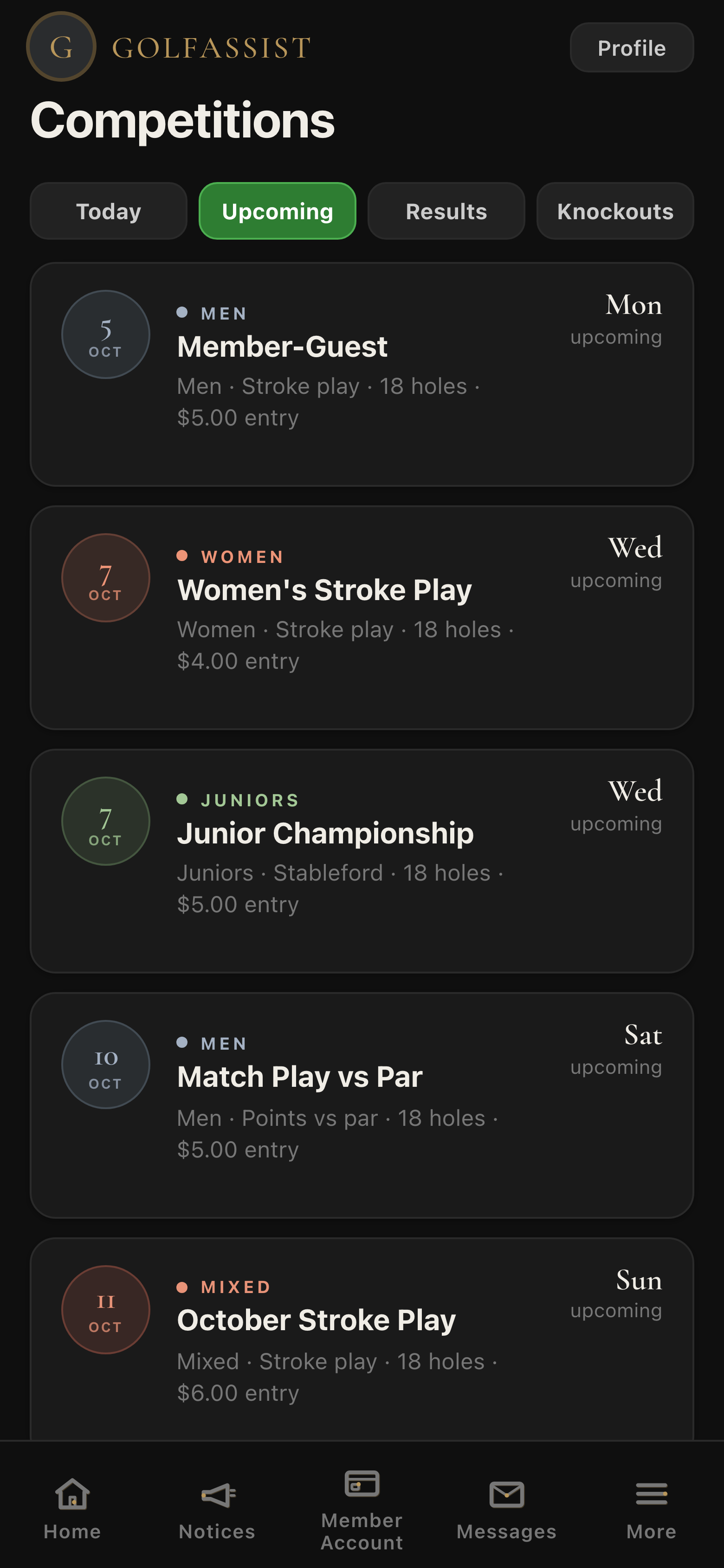 Competitions dark