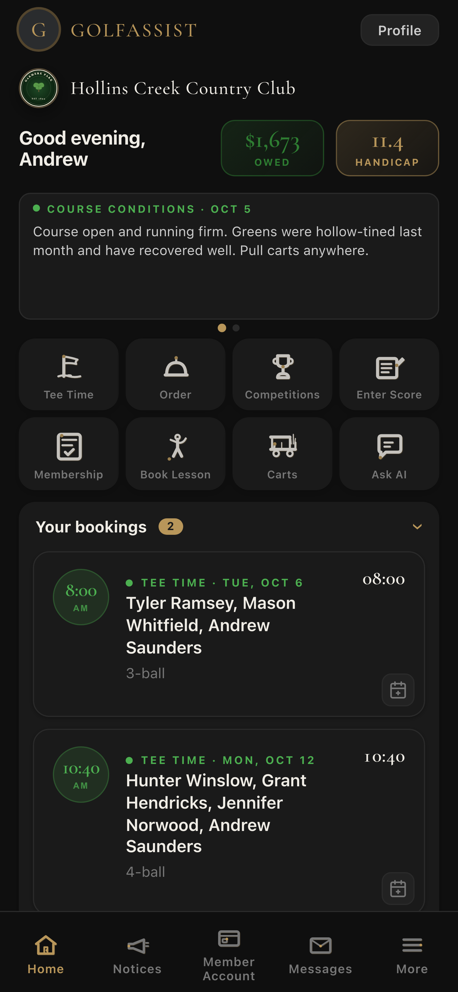 Home screen dark