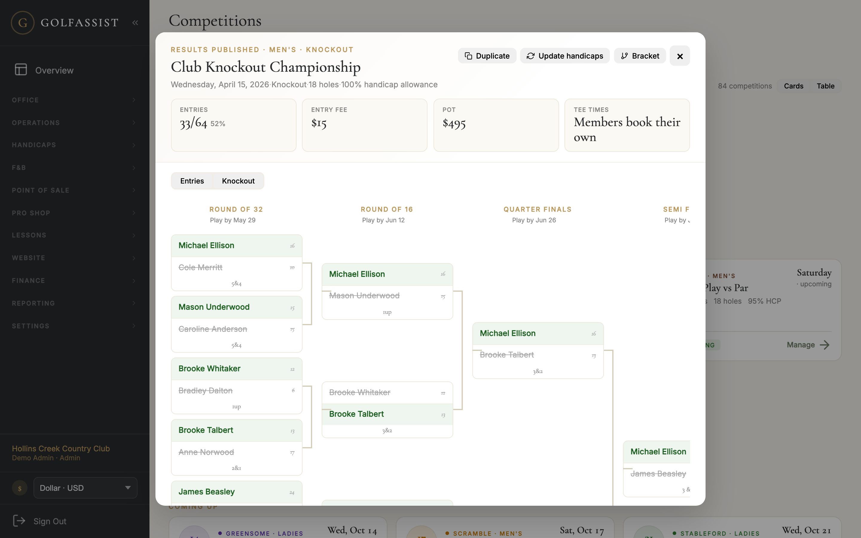 Knockout Bracket